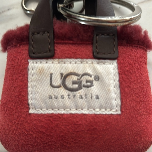 UGG Australia Red Charm Keychain Mini Micro Bag Clip Vintage Y2K Shearling Suede - Picture 2 of 5